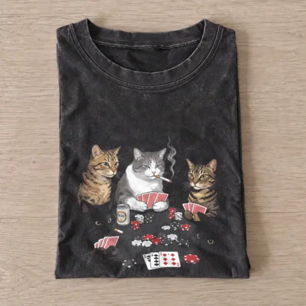 Poker cats vintage t shirt washed20black20poker cats.webp