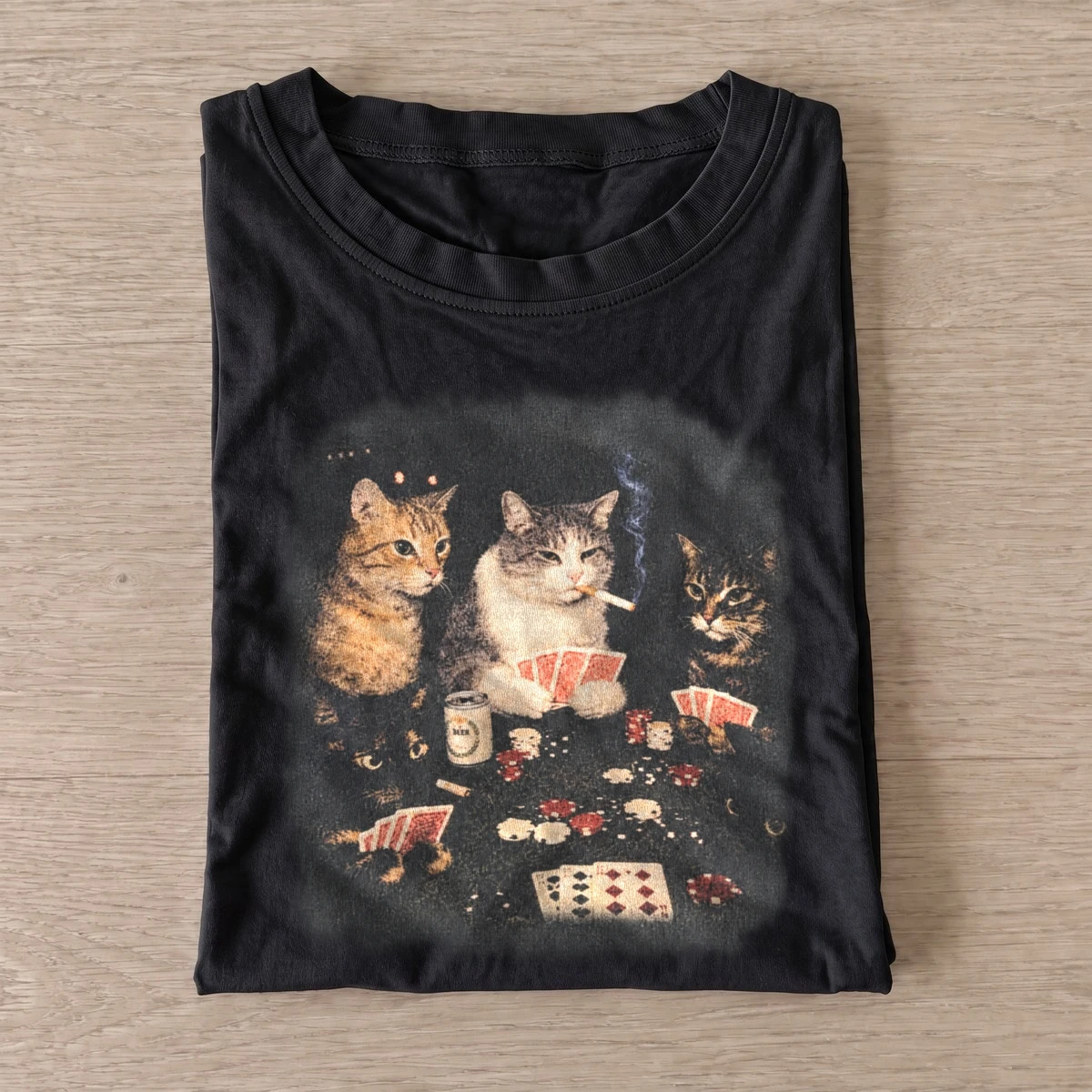 Poker night cats t shirt black20poker night cats.webp