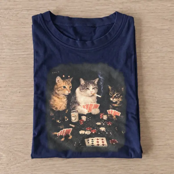 Poker night cats t shirt navy20poker night cats.webp