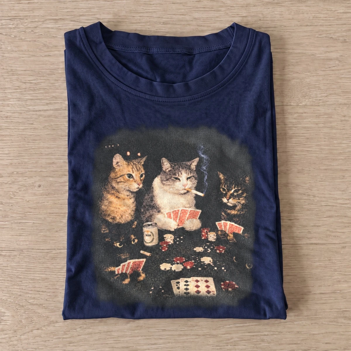 Poker night cats t shirt navy20poker night cats.webp
