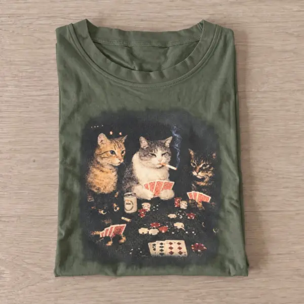 Poker night cats t shirt olive20poker night cats.webp
