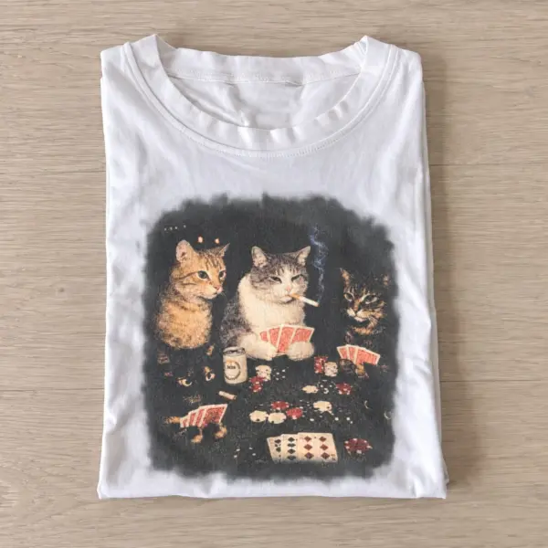 Poker night cats t shirt white20poker night cats.webp