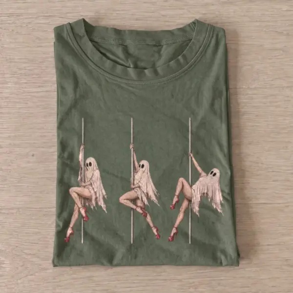 Pole dancing ghosts t shirt olive20pole dancing ghosts.webp