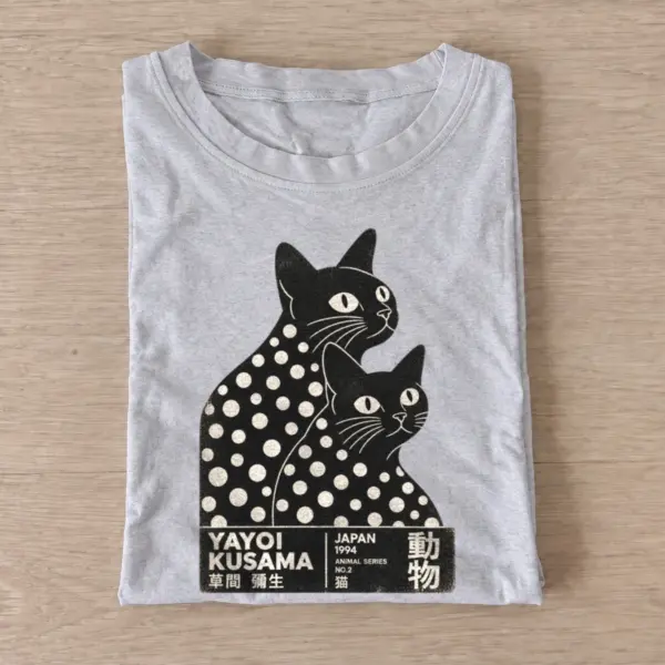 Polka dot cat duo t shirt gray20polka dot cat duo.webp