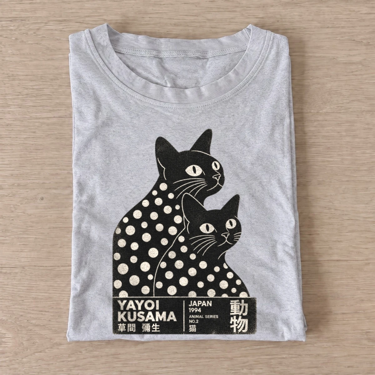 Polka dot cat duo t shirt gray20polka dot cat duo.webp