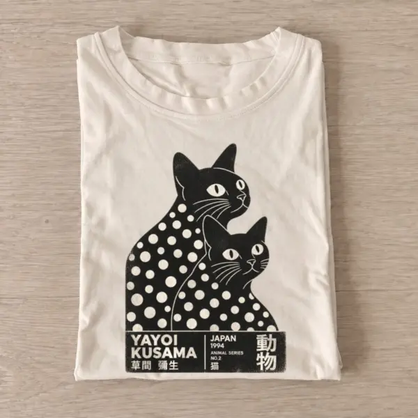 Polka dot cat duo t shirt sand20polka dot cat duo.webp
