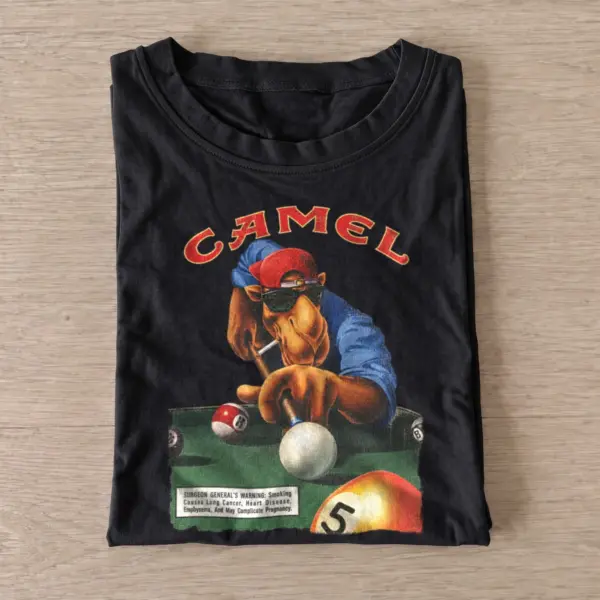Pool playing camel graphic t shirt black20pool playing camel.webp