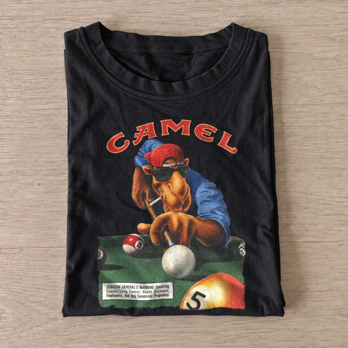 Pool playing camel graphic t shirt black20pool playing camel.webp