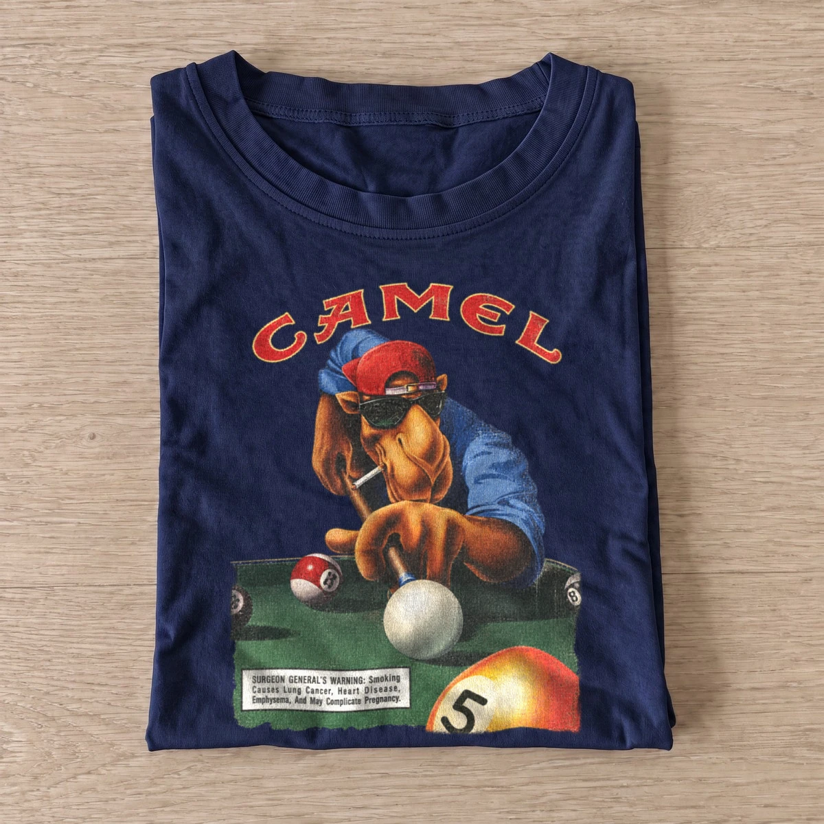Pool playing camel graphic t shirt navy20pool playing camel.webp