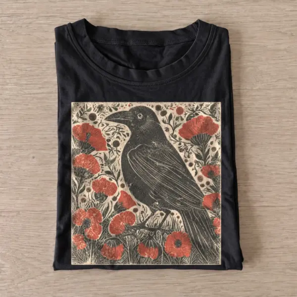 Poppy crow botanical t shirt black20poppy crow.webp