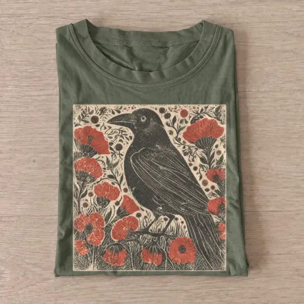 Poppy crow botanical t shirt olive20poppy crow.webp