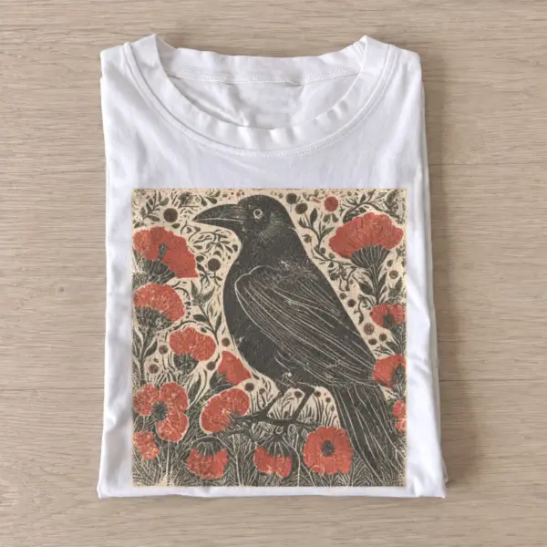 Poppy crow botanical t shirt white20poppy crow.webp