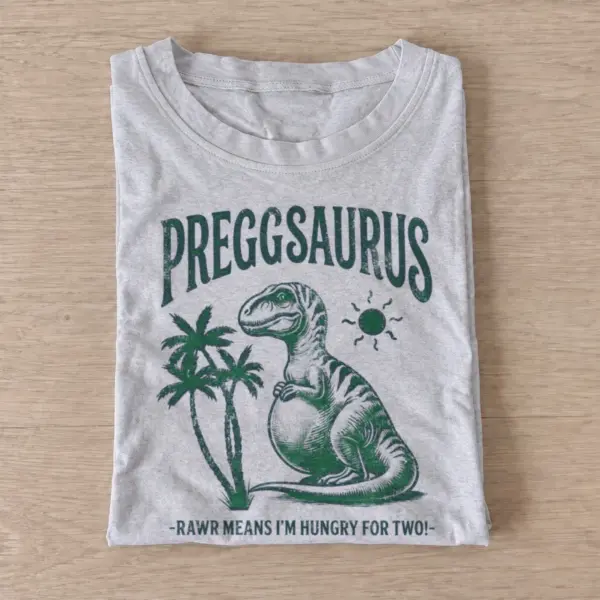 Preggsaurus hungry for two dinosaur t shirt gray20pregosaurus.webp
