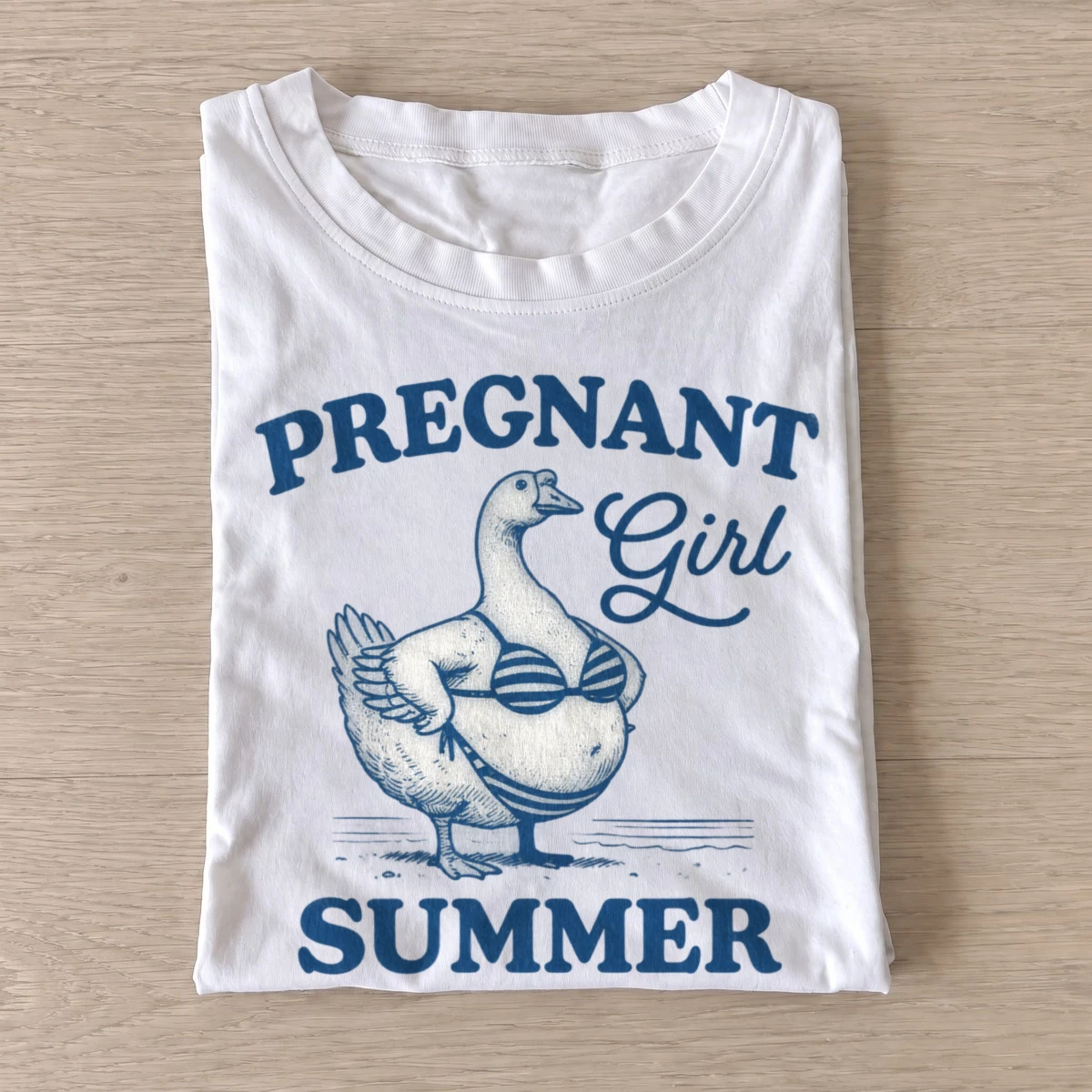 Pregnant girl summer goose t shirt white20pregnant goose summer.webp