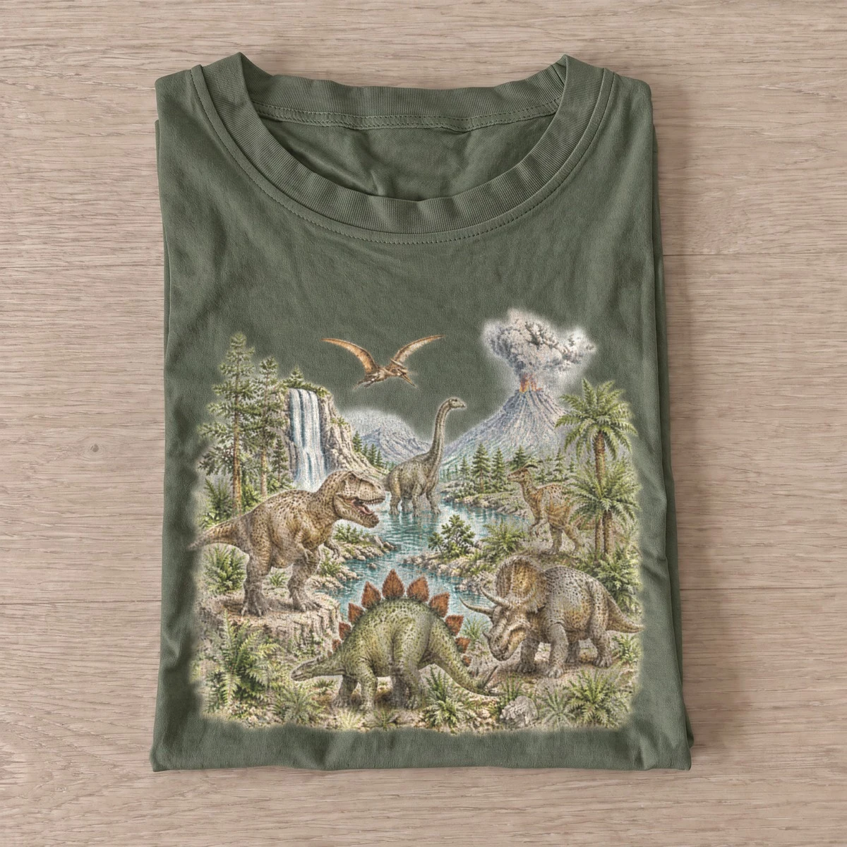 Prehistoric river dinosaur t shirt olive20prehistoric river.webp