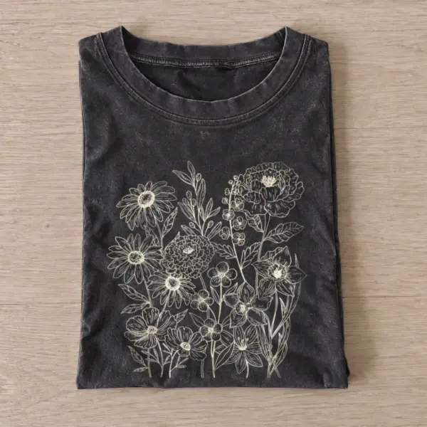 Pressed wildflowers vintage t shirt washed20black20pressed wildflowers.webp