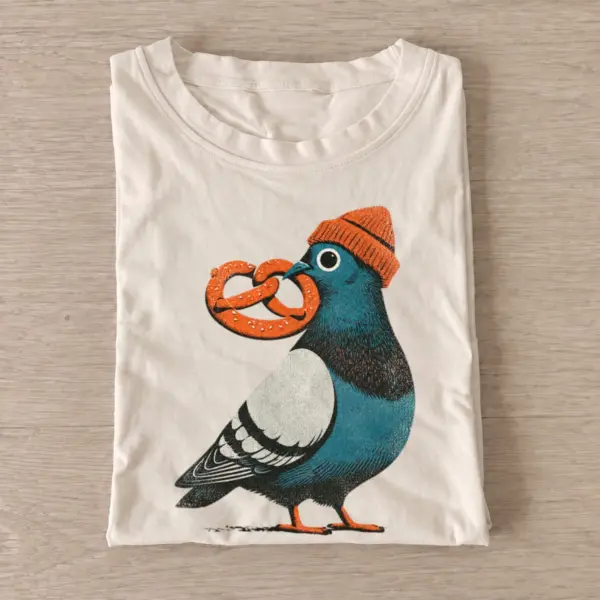 Pretzel pigeon graphic t shirt sand20pretzel pigeon.webp
