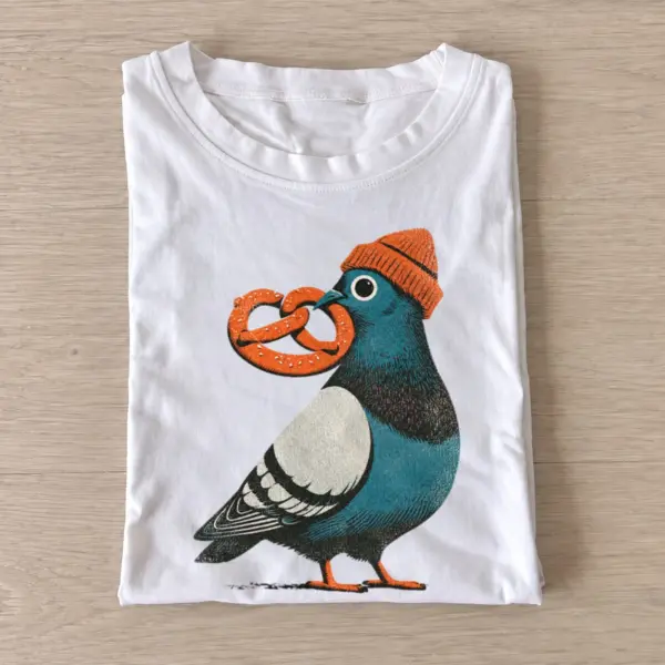 Pretzel pigeon graphic t shirt white20pretzel pigeon.webp
