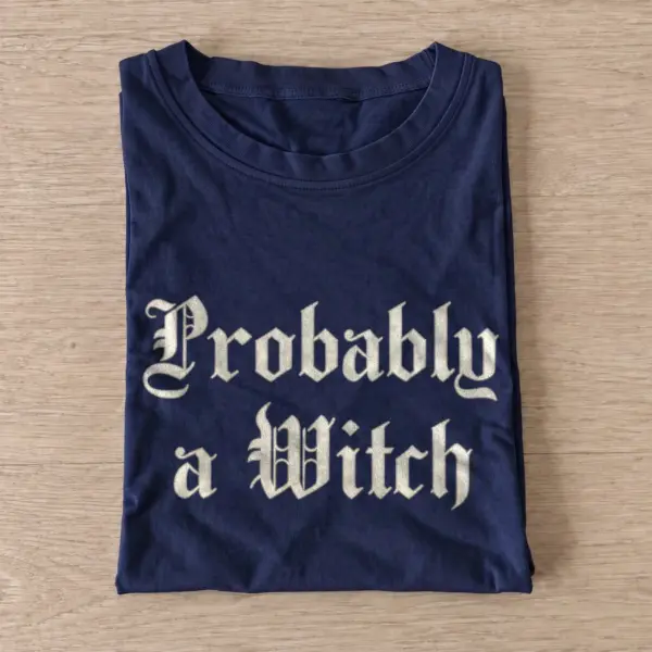 Probably a witch gothic lettering t shirt navy20probably a witch.webp