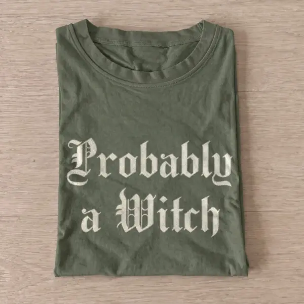 Probably a witch gothic lettering t shirt olive20probably a witch.webp