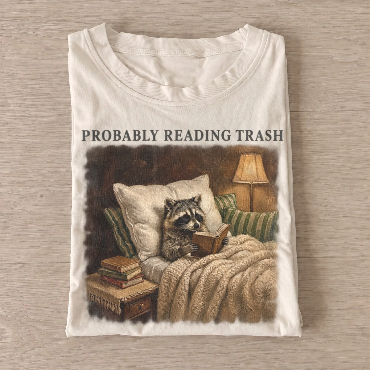 Probably reading trash raccoon t shirt sand20reading trash raccoon.webp