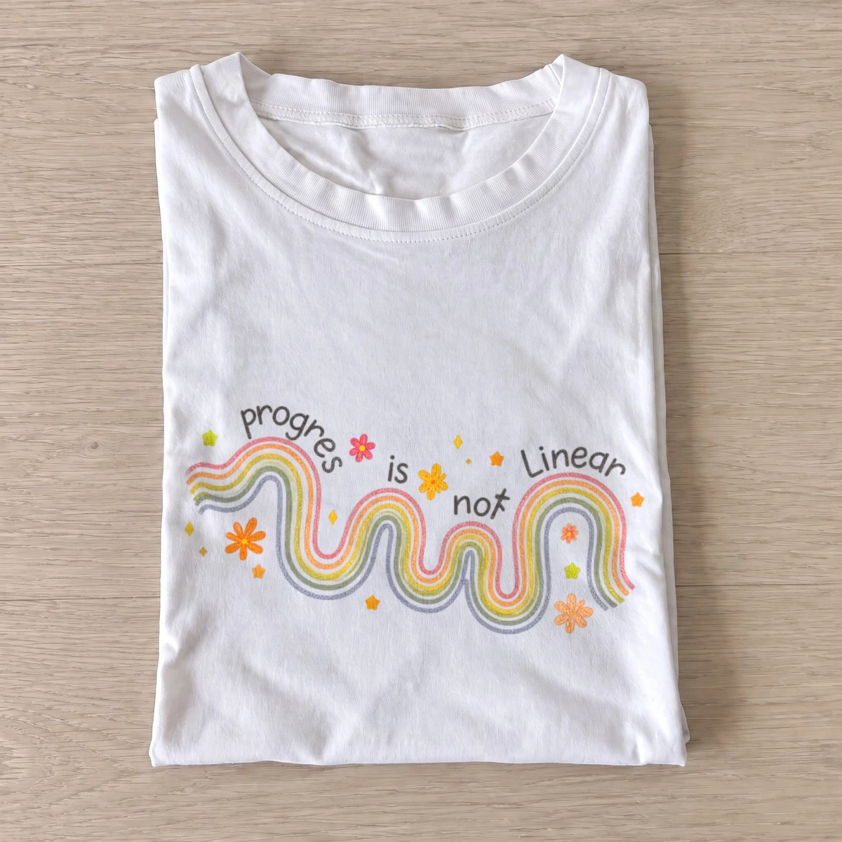 Progress is not linear graphic t shirt white20progress not linear.webp
