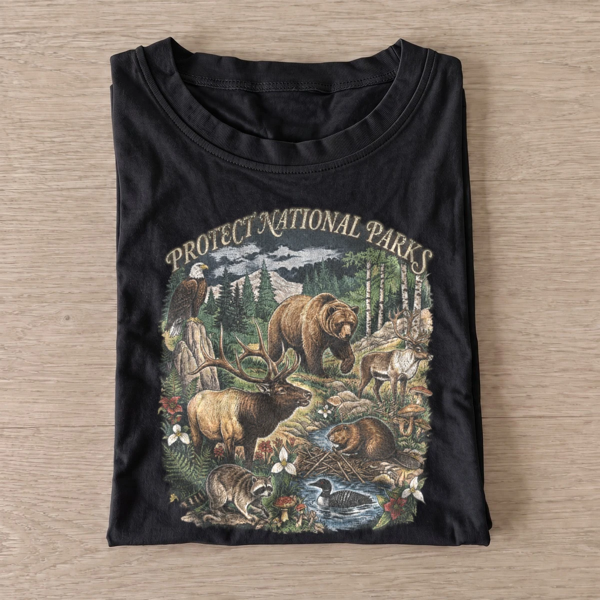 Protect national parks wildlife t shirt black20protect woodland parks.webp