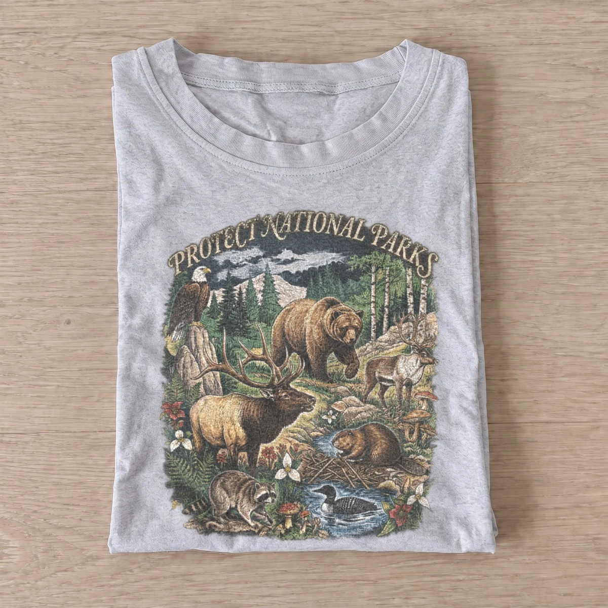 Protect national parks wildlife t shirt gray20protect woodland parks.webp