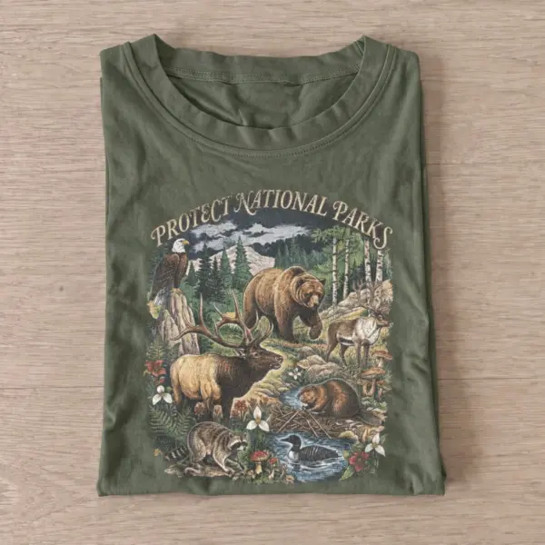 Protect national parks wildlife t shirt olive20protect woodland parks.webp