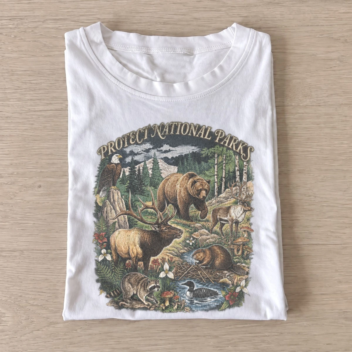 Protect national parks wildlife t shirt white20protect woodland parks.webp