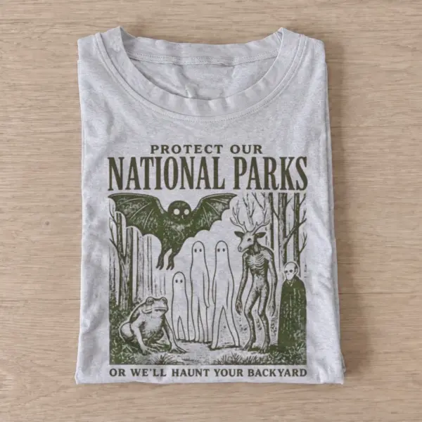 Protect our national parks cryptids t shirt gray20protect parks cryptids green.webp