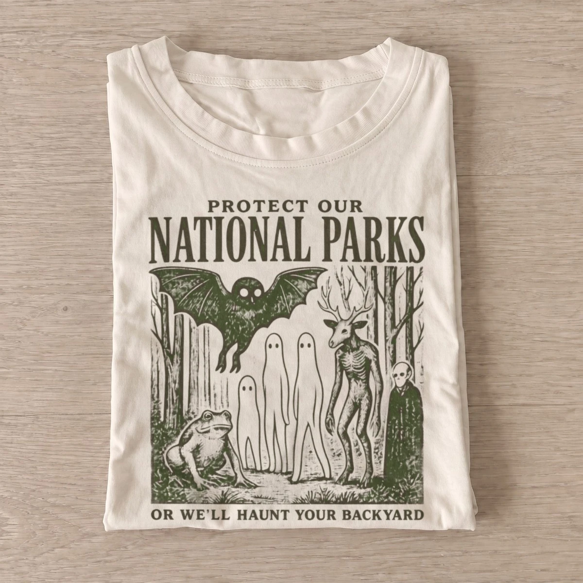 Protect our national parks cryptids t shirt sand20protect parks cryptids green.webp