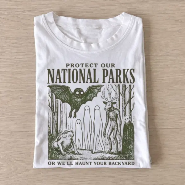 Protect our national parks cryptids t shirt white20protect parks cryptids green.webp