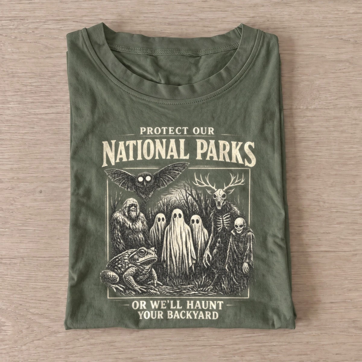 Protect our national parks haunters t shirt olive20protect parks haunters.webp