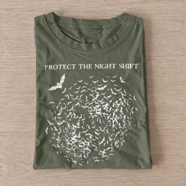 Protect the night shift bats t shirt olive20protect night bats.webp