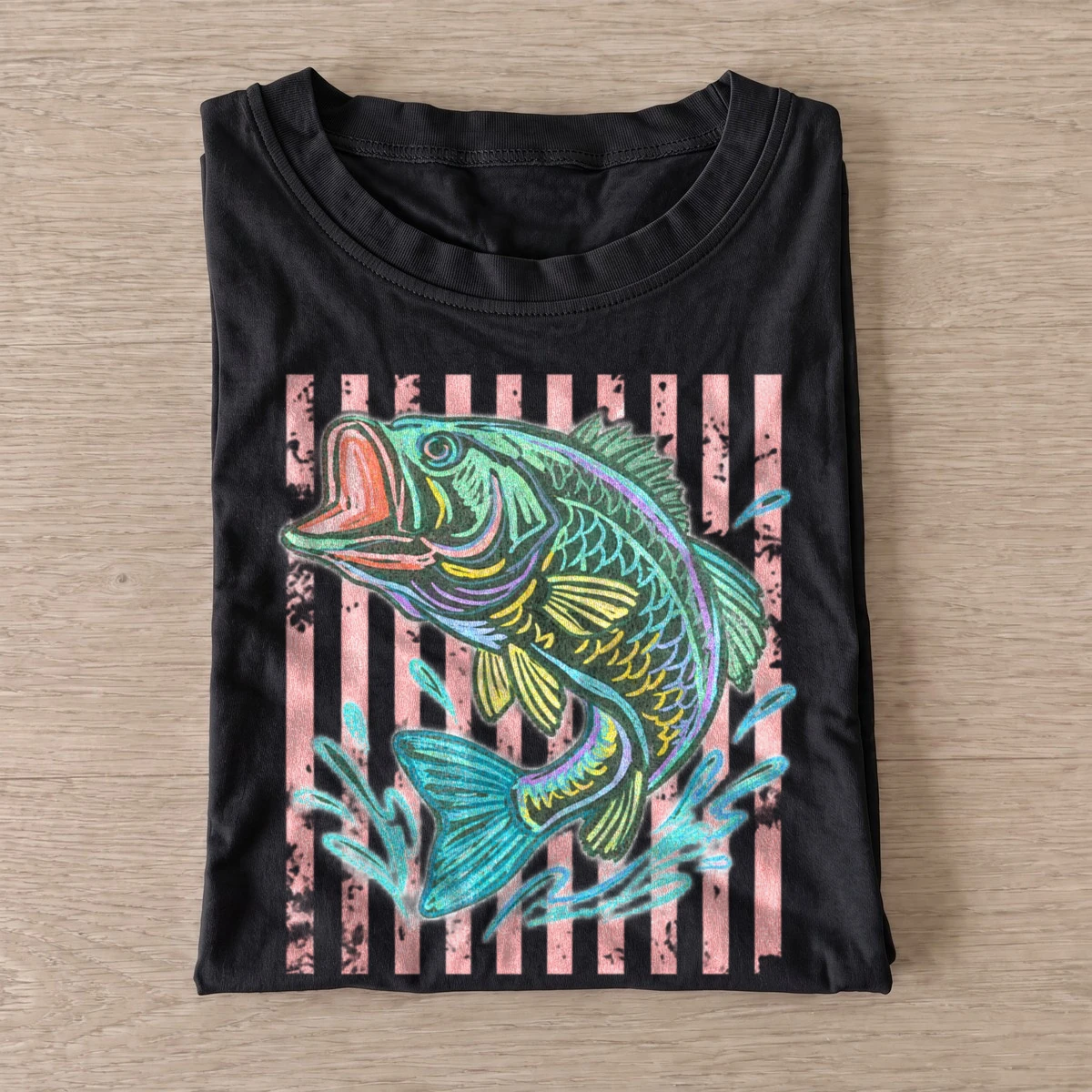 Psychedelic bass fish t shirt black20psychedelic bass.webp
