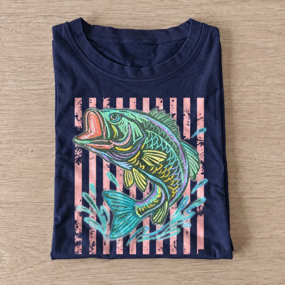 Psychedelic bass fish t shirt navy20psychedelic bass.webp