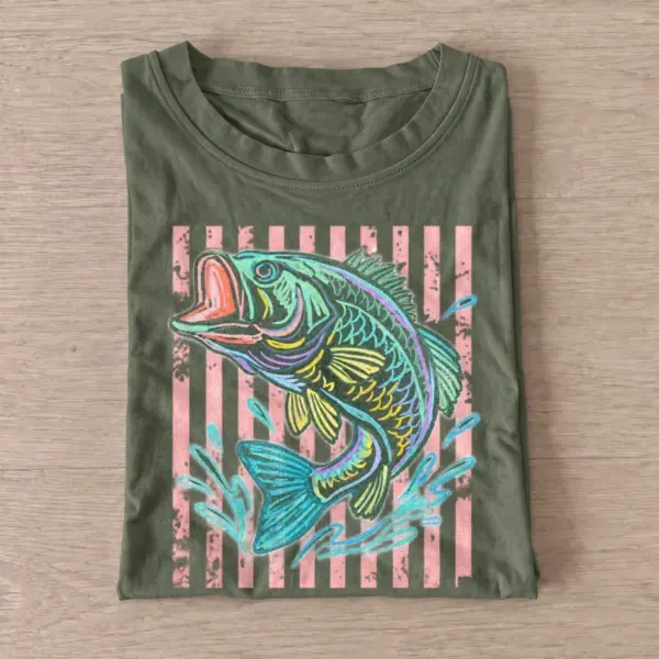 Psychedelic bass fish t shirt olive20psychedelic bass.webp