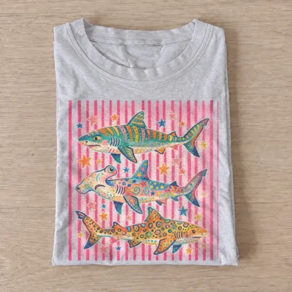 Psychedelic sharks graphic t shirt gray20psychedelic sharks.webp