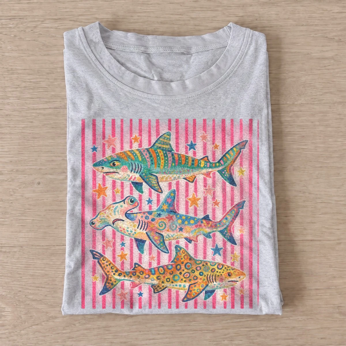 Psychedelic sharks graphic t shirt gray20psychedelic sharks.webp
