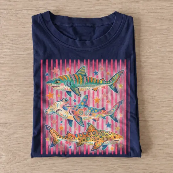 Psychedelic sharks graphic t shirt navy20psychedelic sharks.webp