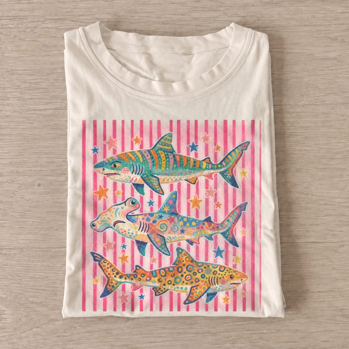 Psychedelic sharks graphic t shirt sand20psychedelic sharks.webp