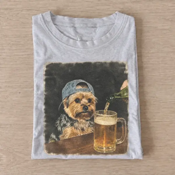 Pub terrier dog at bar t shirt gray20pub terrier.webp