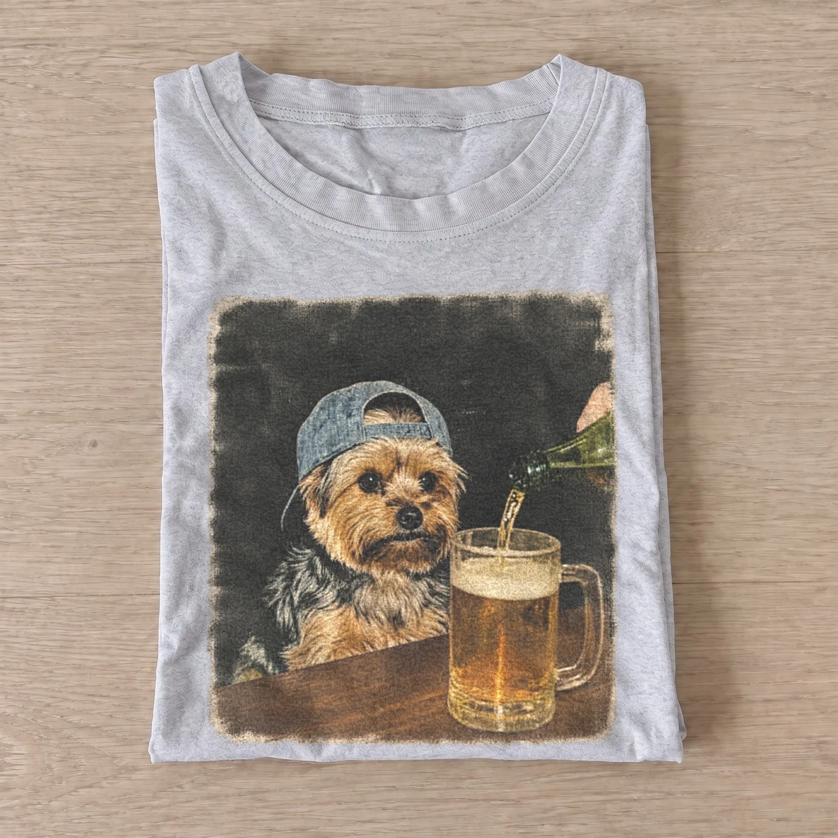Pub terrier dog at bar t shirt gray20pub terrier.webp