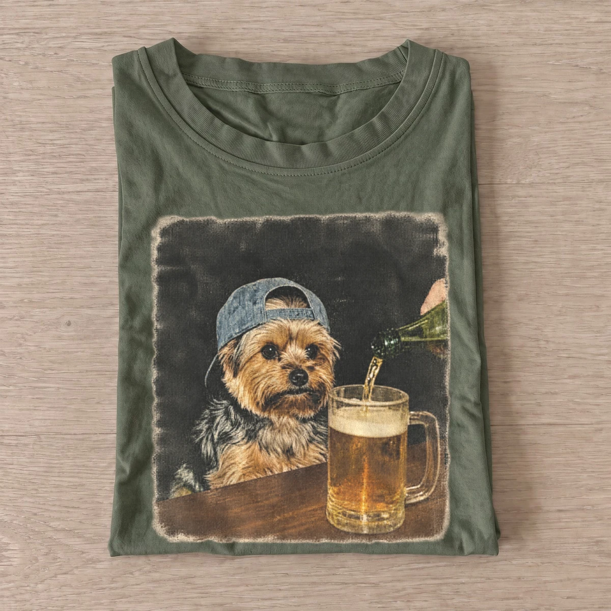 Pub terrier dog at bar t shirt olive20pub terrier.webp