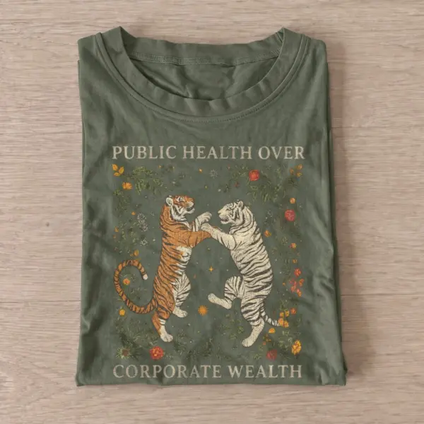 Public health over corporate wealth tigers t shirt olive20public health tigers.webp