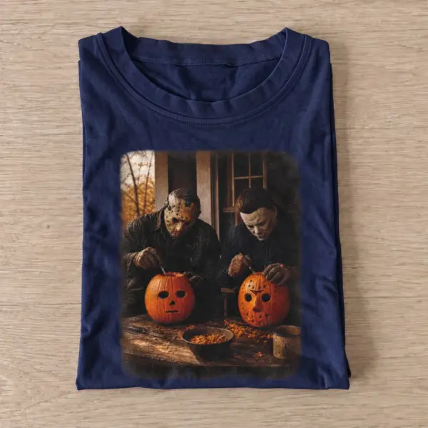 Pumpkin carving killers t shirt navy20pumpkin carving killers.webp