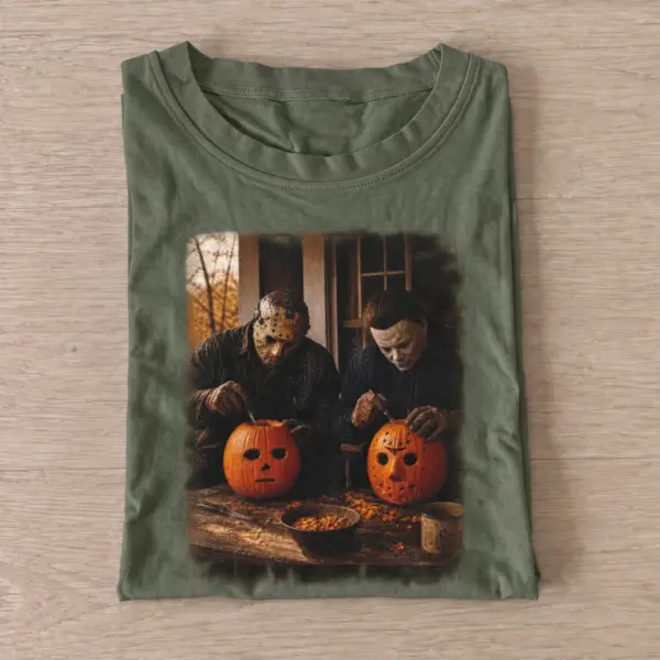 Pumpkin carving killers t shirt olive20pumpkin carving killers.webp