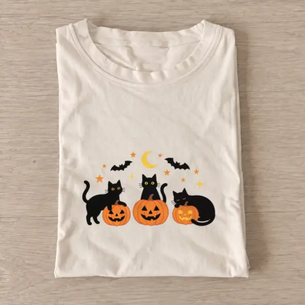 Pumpkin Cat Trio Graphic T-Shirt — graphic design