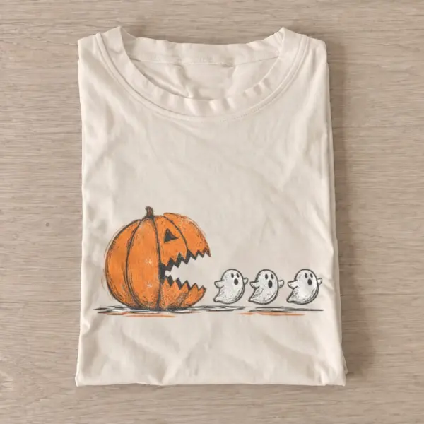 Pumpkin ghost chase graphic t shirt sand20pumpkin ghost chase.webp